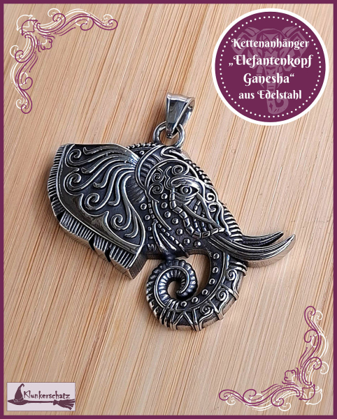 Kettenanhänger „Elefantenkopf Ganesha“ aus Edelstahl