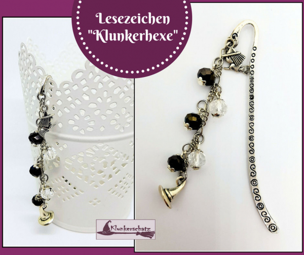 Lesezeichen "Klunkerhexe" - Einzelstück / Unikat
