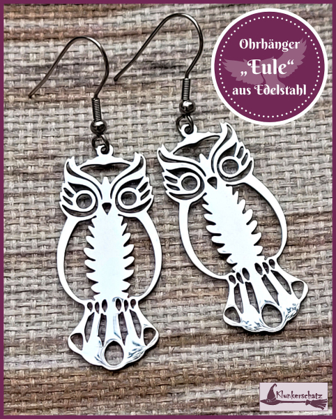Ohrhänger "Große Eule" aus Edelstahl