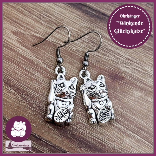 Ohrschmuck "Winkende Glückskatze"