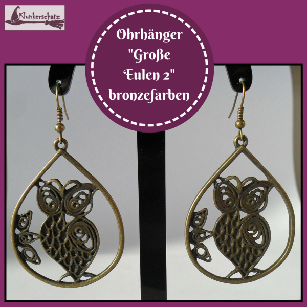 Ohrhänger "Große Eulen 2", bronzefarben