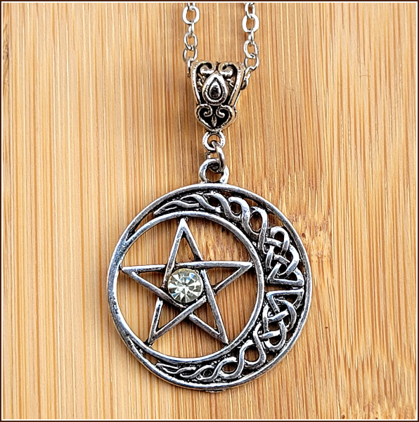 Schmuckset "Mondpentagramm" - Halskette & Ohrhänger
