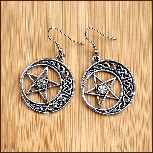 Schmuckset "Mondpentagramm" - Halskette & Ohrhänger