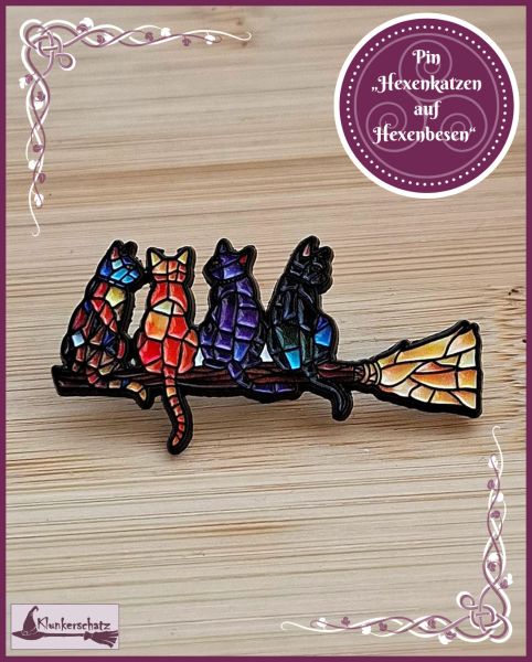 Pin „Hexenkatzen auf Hexenbesen“