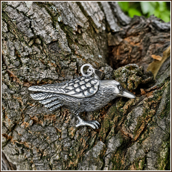 "Rabenvogel" - Kettenanhänger aus Edelstahl