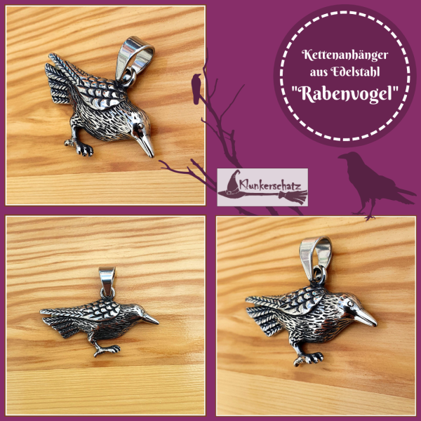 "Rabenvogel" - Kettenanhänger aus Edelstahl