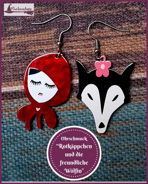 Ohrschmuck „Rotkäppchen und die freundliche Wölfin“