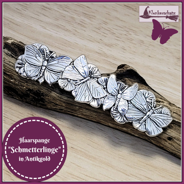 Haarspange "Schmetterlinge" in Antiksilber