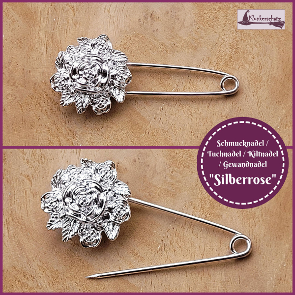 Schmucknadel / Tuchnadel / Kiltnadel / Gewandnadel  "Silberrose"