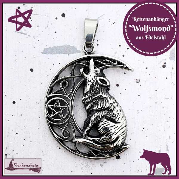 Kettenanhänger "Wolfsmond"  aus Edelstahl