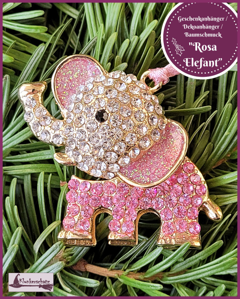 Geschenk- oder Baumanhänger „Rosa Elefant“ - Einzelstück