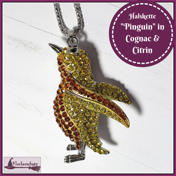 Kette "Pinguin" in Cognac & Citrin - 70 cm