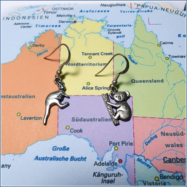 Ohrhänger "Australien" - Känguru & Koala