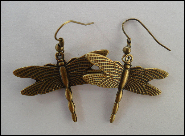Ohrhänger "Libelle", bronzefarbener Vintage Style
