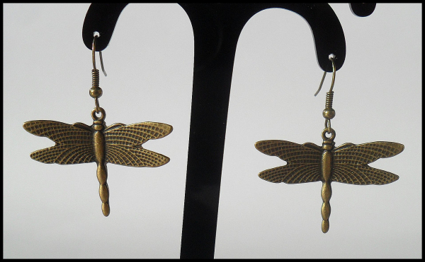 Ohrhänger "Libelle", bronzefarbener Vintage Style