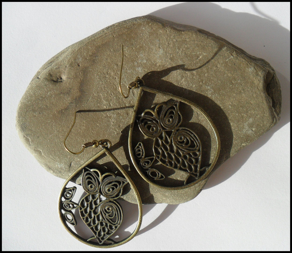 Ohrhänger "Große Eulen 2", bronzefarben