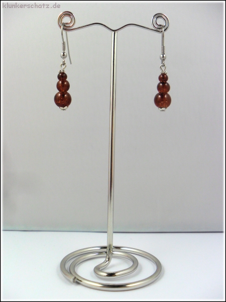 Ohrhänger "Terzett brauner Crackleperlen"