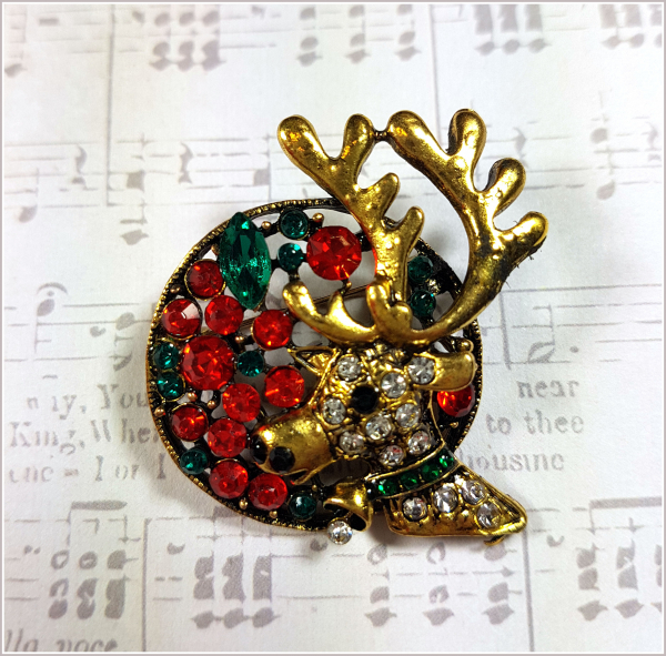 Brosche "Rentier Cupid" im Vintage-Look