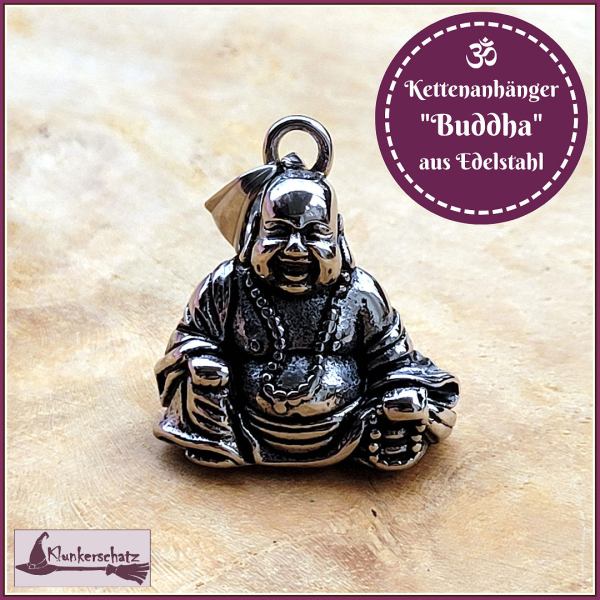 Kettenanhänger „Lachender Buddha“ aus Edelstahl  - Einzelstück