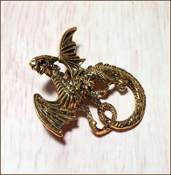 Brosche "Drache" in Antikgold