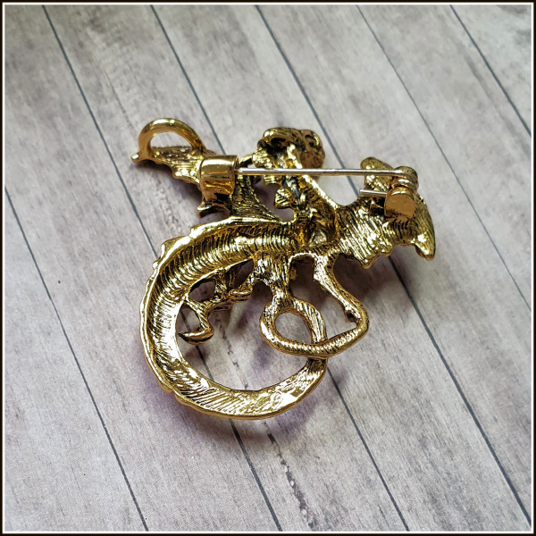 Brosche "Drache" in Antikgold