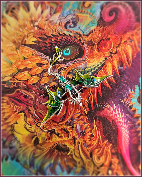„Grüner Silberdrache“ – Brosche & Kettenanhänger – 2 in 1