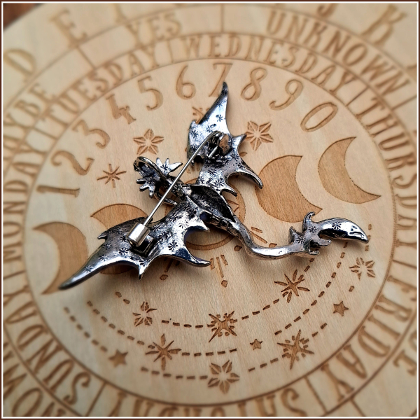 „Violetter Silberdrache“ - Brosche & Kettenanhänger - 2 in 1