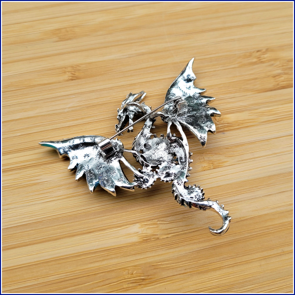 "Blauer Steampunk-Drache" - Brosche und Kettenanhänger - 2 in 1