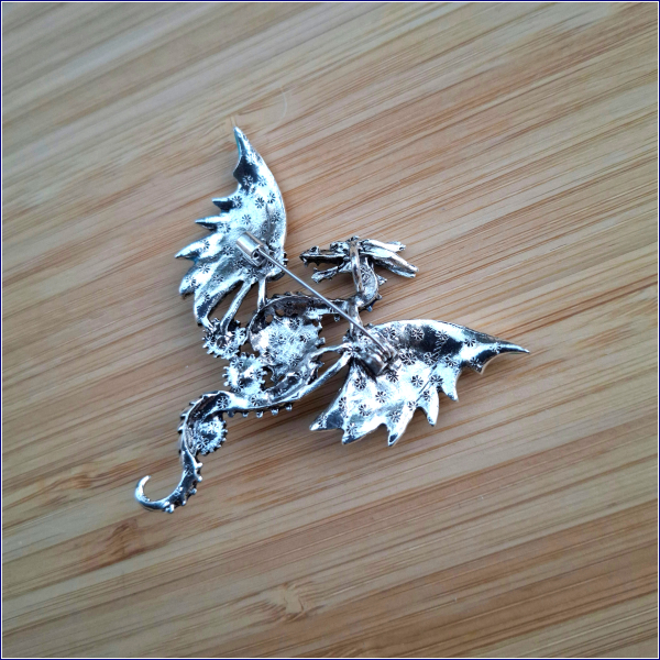 "Blauer Steampunk-Drache" - Brosche und Kettenanhänger - 2 in 1