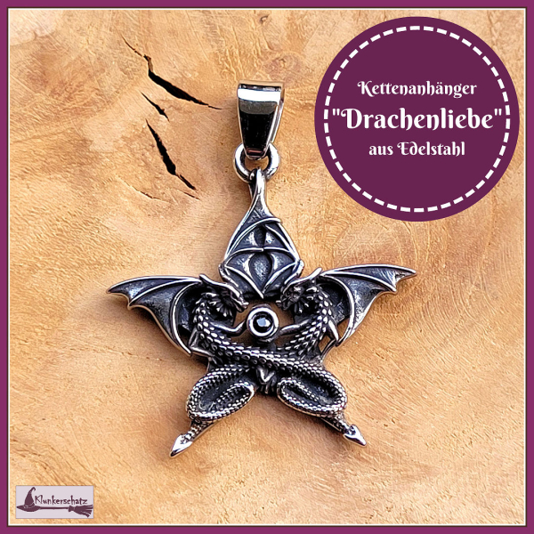 Kettenanhänger "Drachenliebe" aus Edelstahl