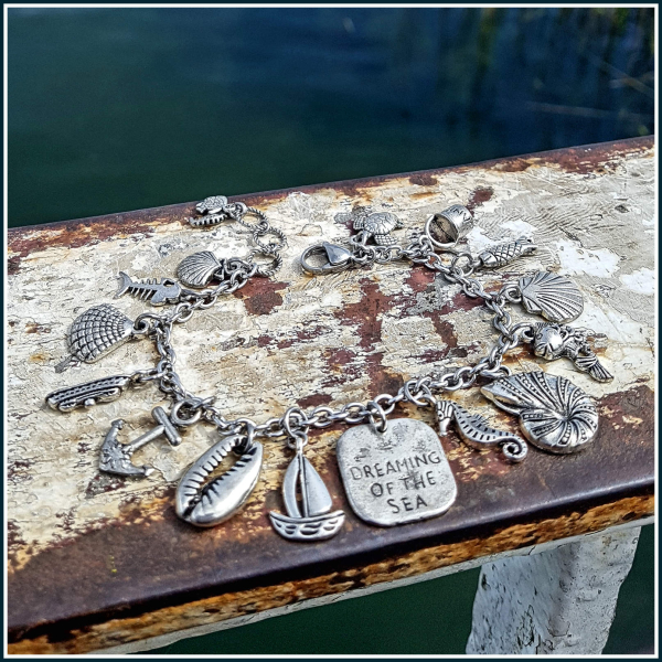 Bettelarmband "Dreaming of the sea" - 20 cm bis 21,5 cm - Unikat