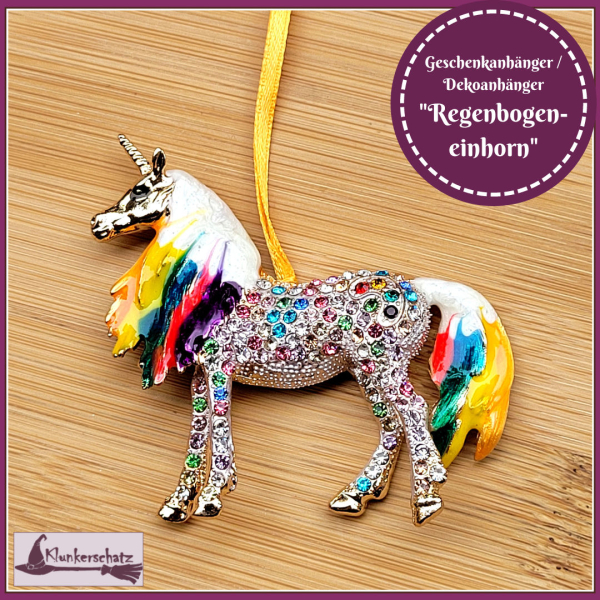 Geschenk-, Deko- oder Baumanhänger "Regenbogeneinhorn"