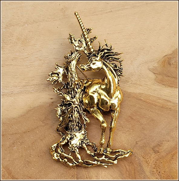 Brosche "Großes Einhorn" in der Farbe Antikgold
