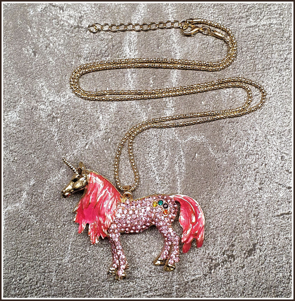 Halskette "Großes Einhorn in Pink"