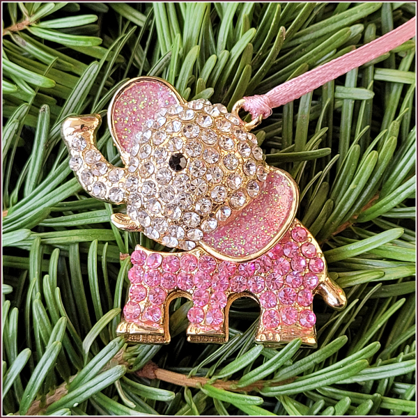 Geschenk- oder Baumanhänger „Rosa Elefant“ - Einzelstück