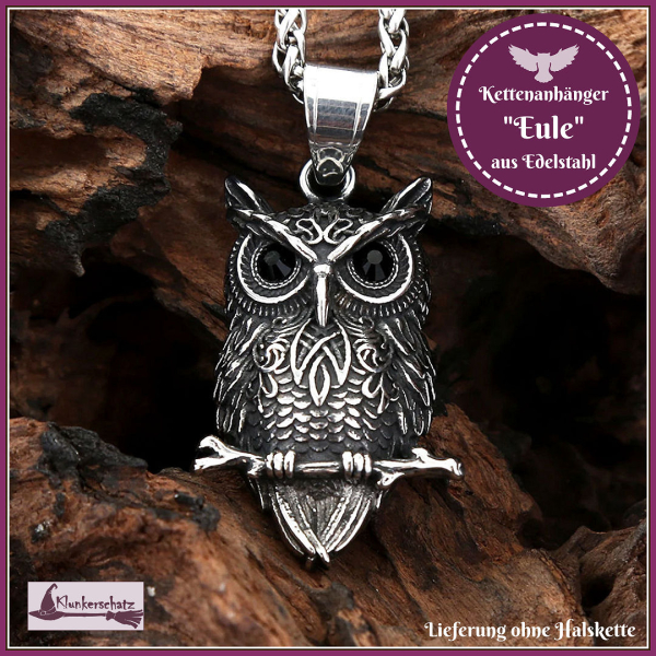 Kettenanhänger „Eule Eulalia“, klein, aus Edelstahl