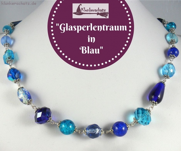 Halskette "Glasperlentraum in Blau" - Unikat!
