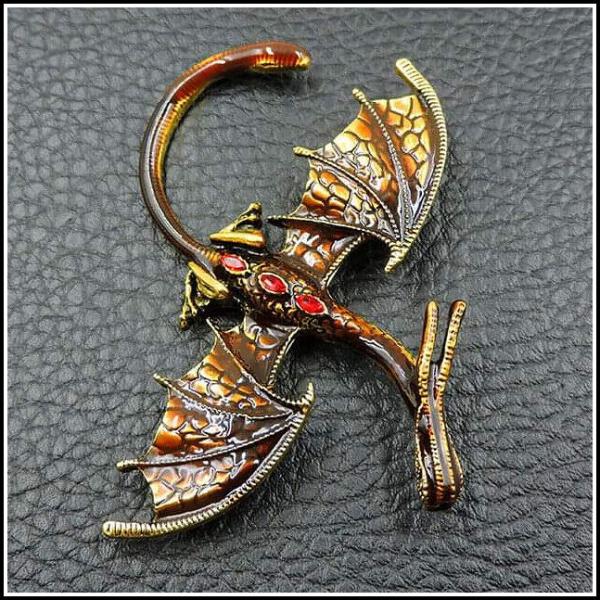 "Brauner  Flugdrache" - Brosche & Kettenanhänger - 2 in 1