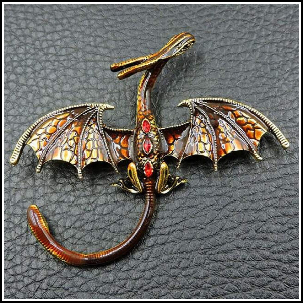 "Brauner  Flugdrache" - Brosche & Kettenanhänger - 2 in 1