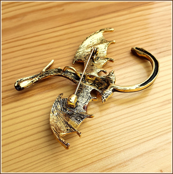"Brauner  Flugdrache" - Brosche & Kettenanhänger - 2 in 1
