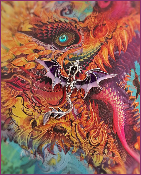 „Violetter Silberdrache“ - Brosche & Kettenanhänger - 2 in 1