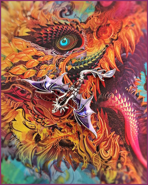 „Violetter Silberdrache“ - Brosche & Kettenanhänger - 2 in 1
