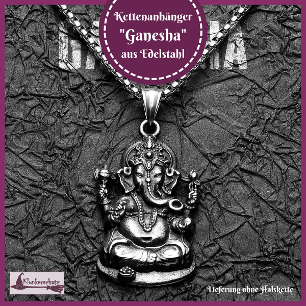 Kettenanhänger „Ganesha – der Überwinder aller Hindernisse“ aus Edelstahl