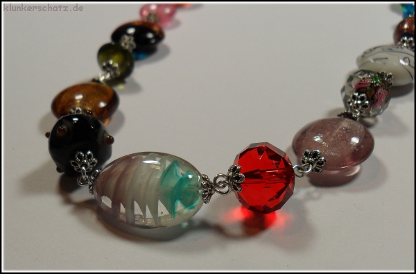 Collier "Bunte Traumglasperlen" - Unikat