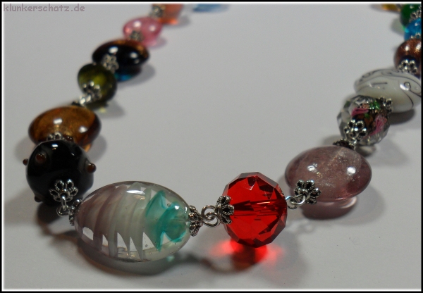 Collier "Bunte Traumglasperlen" - Unikat