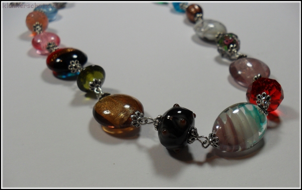 Collier "Bunte Traumglasperlen" - Unikat