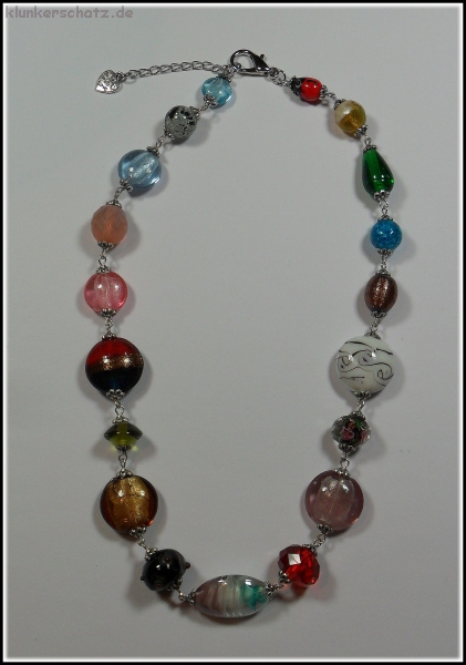Collier "Bunte Traumglasperlen" - Unikat