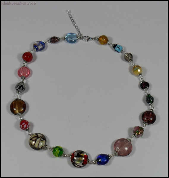 Buntes Glasperlencollier  - Unikat