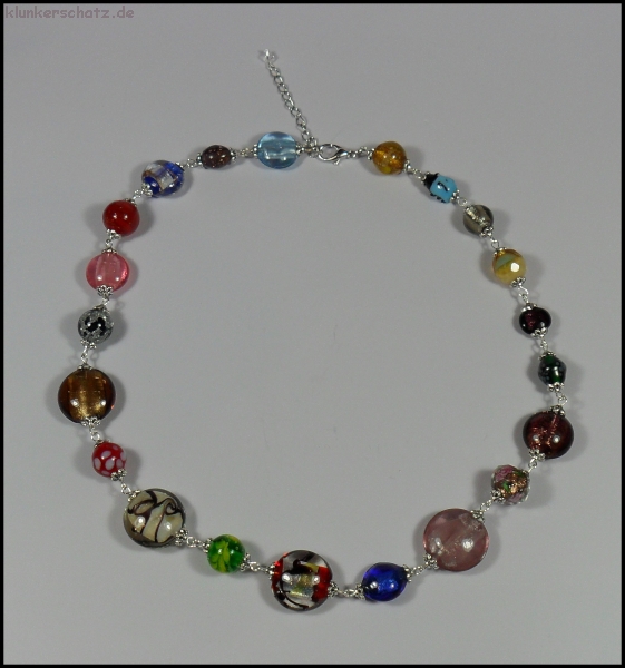Buntes Glasperlencollier  - Unikat