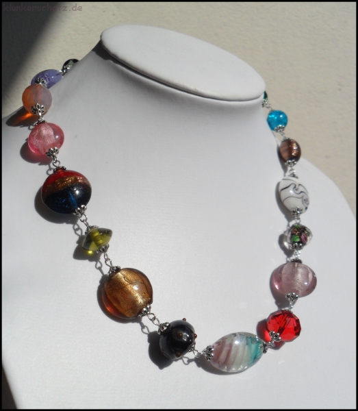 Collier "Bunte Traumglasperlen" - Unikat